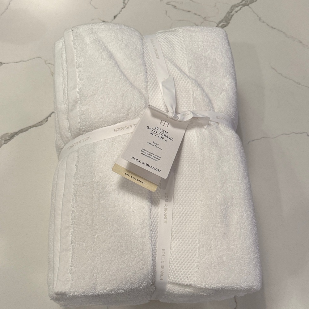 Boll & Branch Classic White Bath Towels Set of 2